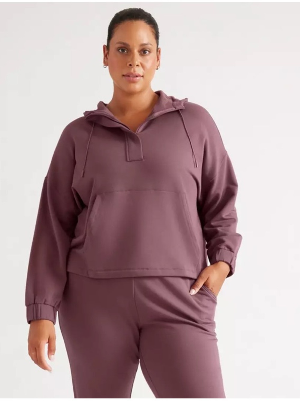 Knix Plum Good To Go Fleece Oversized Hoodie MD Cozycore Loungewear Athleisure